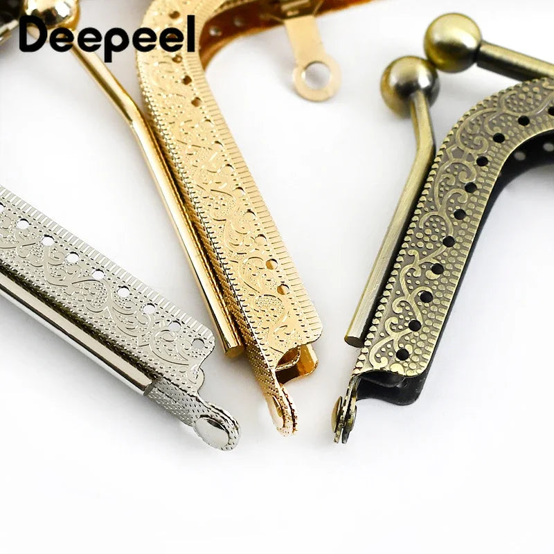 1/2Pcs Deepeel 20.5/27cm Metal Wallet Frame Embossed Hand Pull Parts Purse Bag Handle lifestyle view