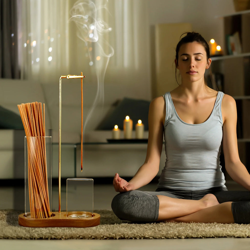 2 in 1 Incense Holder with Glass Ash Catcher for Meditation Yoga Spa