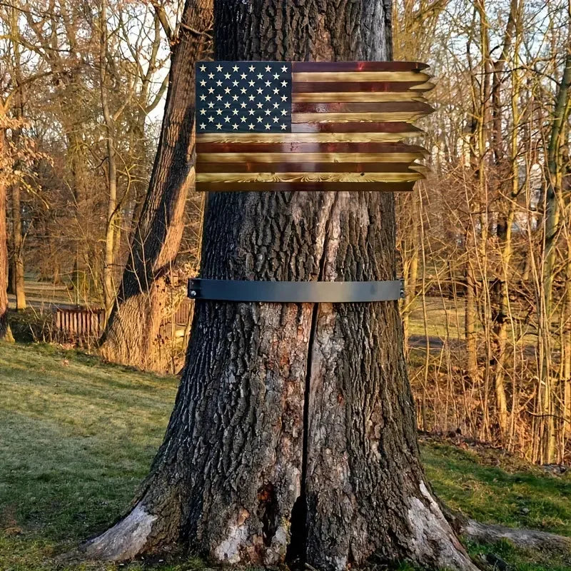 Wooden American Wavy Flag 8x15 Inch Independence Day Decoration