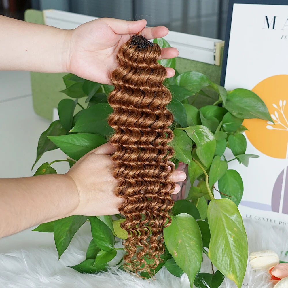 #30 Colored 100% Human Hair Deep Wave Bulk Hair Extensions