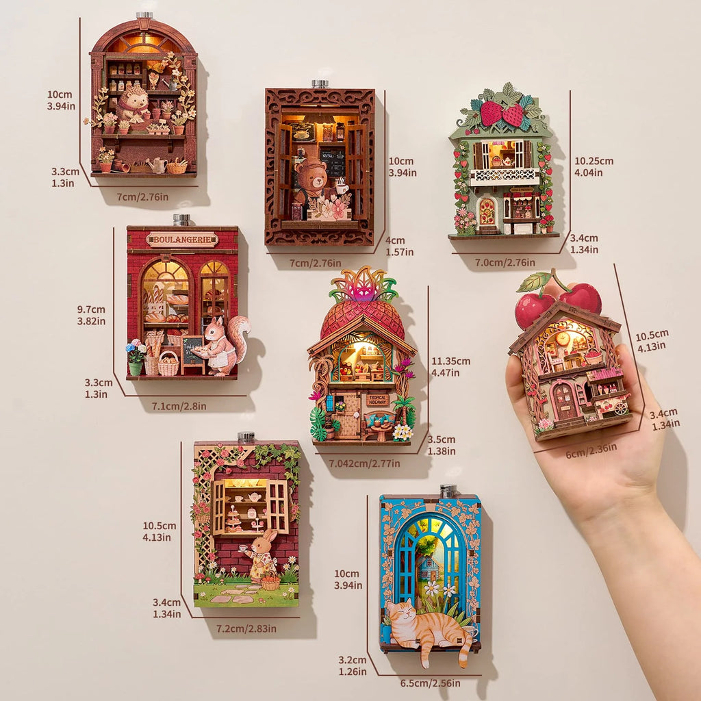 DIY Wooden 3D Puzzle Book Nook Kit Dollhouse Shop Mini House