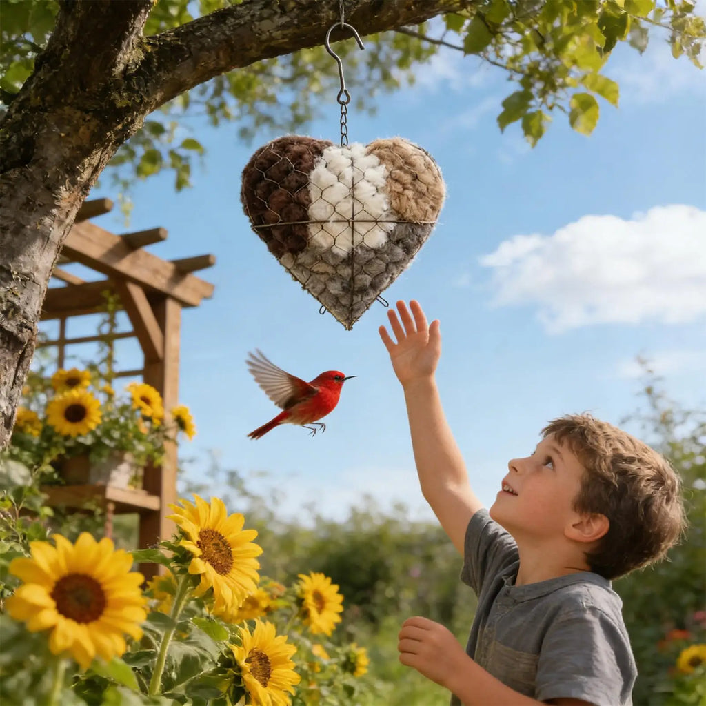 Bird Nesting Heart Refillable Hangable Outdoor Holder Fiber Bird Nesting Material for Parakeet Hummingbird Cockatiel Canary