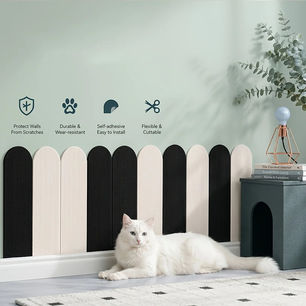 4pcs Self Adhesive Cat Scratcher Mat Trimmable Wear Resistant Lint Free Soft Fabric Sofa Wall Furniture Protector Strong Stick