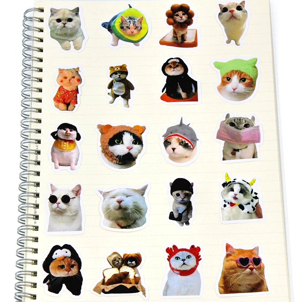Funny Cat Stickers Cartoon Cute Decals 100 pcs lifestyle view