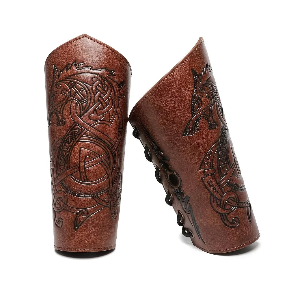 Faux Leather Viking Arm Guard Wristbands 2 Pack Costume