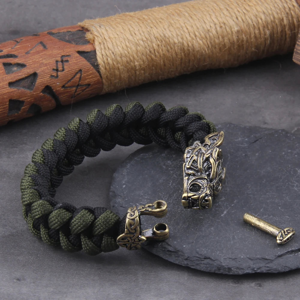 Viking Wolf Bracelet Men's Punk Chain Link Bracelet