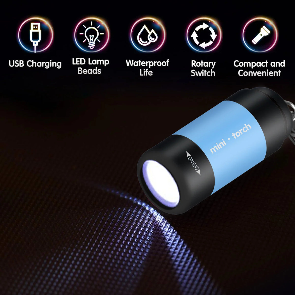 USB Rechargeable LED Pocket Keychain Flashlight Waterproof lifestyle view