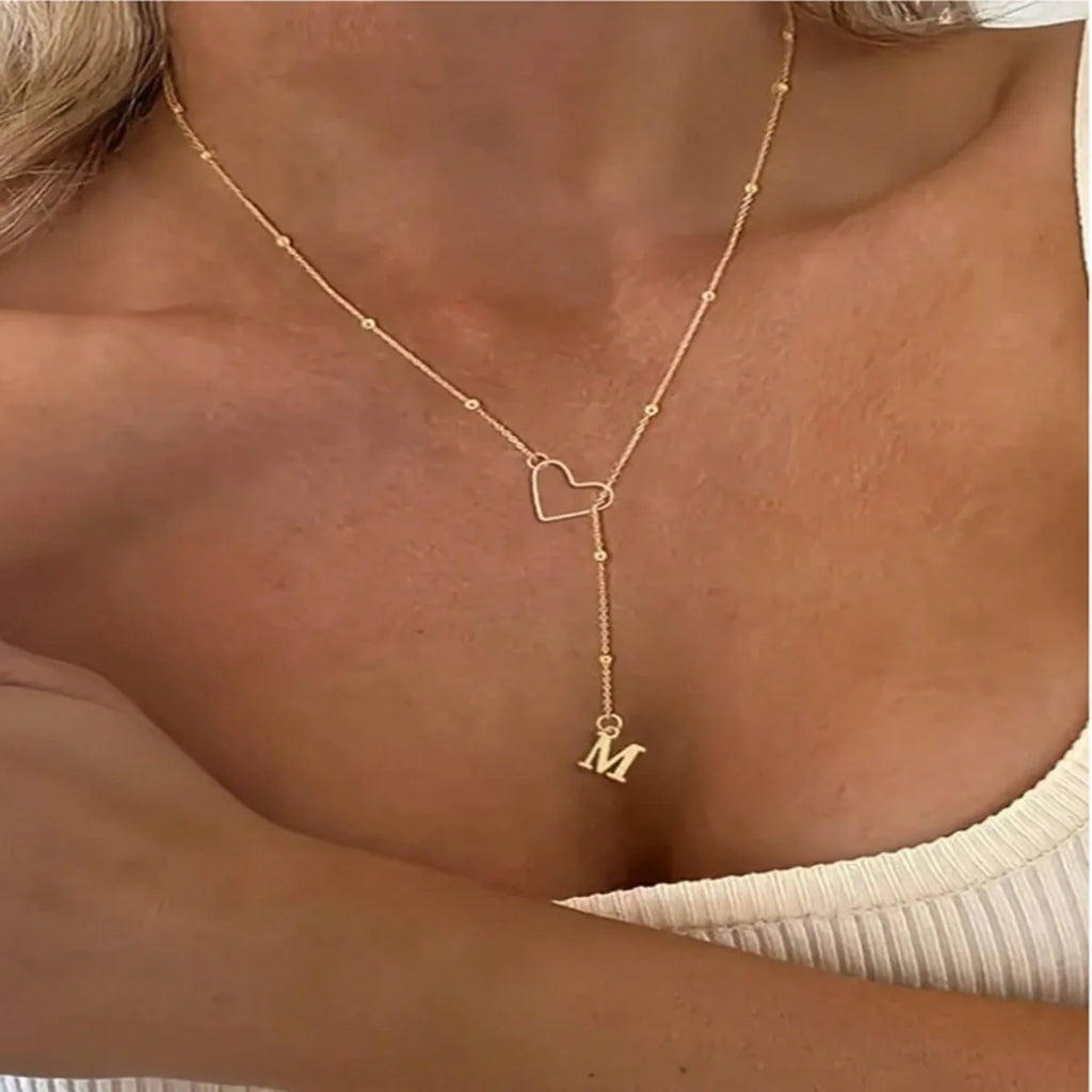 Letter Heart Stainless Steel Choker Necklace for Women