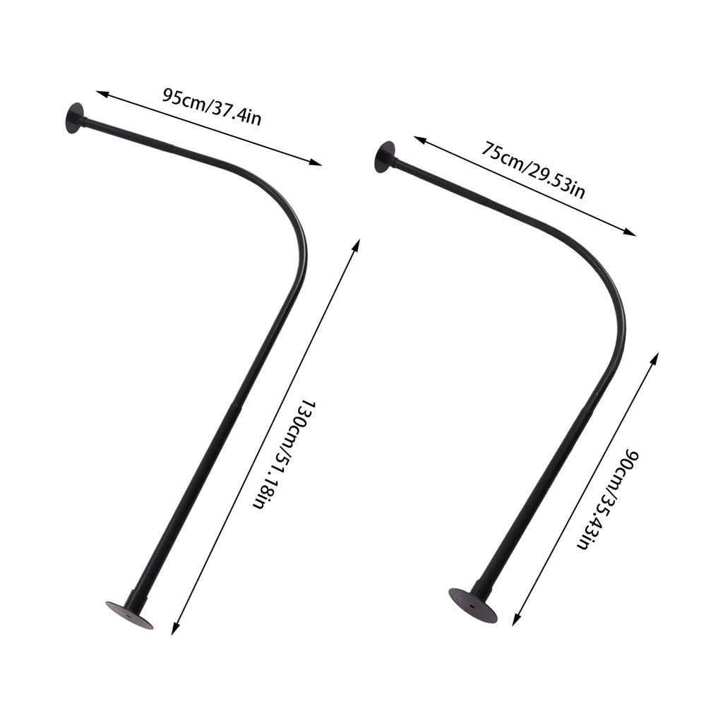 L Shape Shower Curtain Rail No Drilling Stainless Steel Telescopic Rod