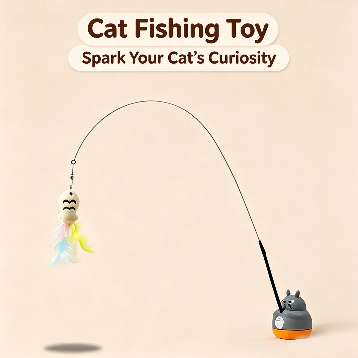 Rotating Feather Cat Wand Interactive Teaser Toy