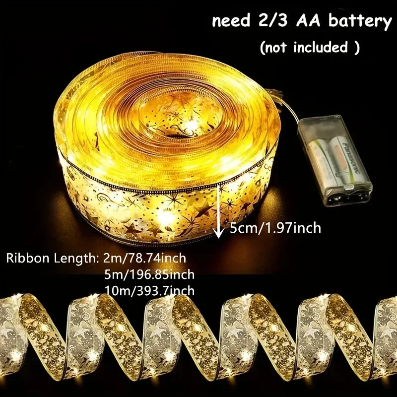Battery Operated Christmas Ribbon String Lights