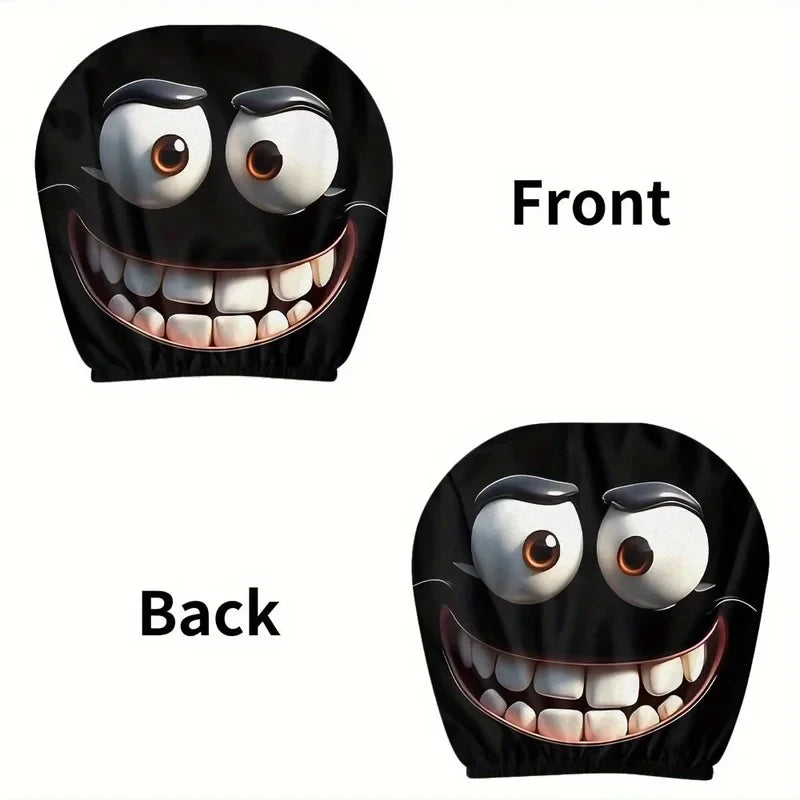 Smiley Face Car Headrest Cover 2pcs lifestyle view