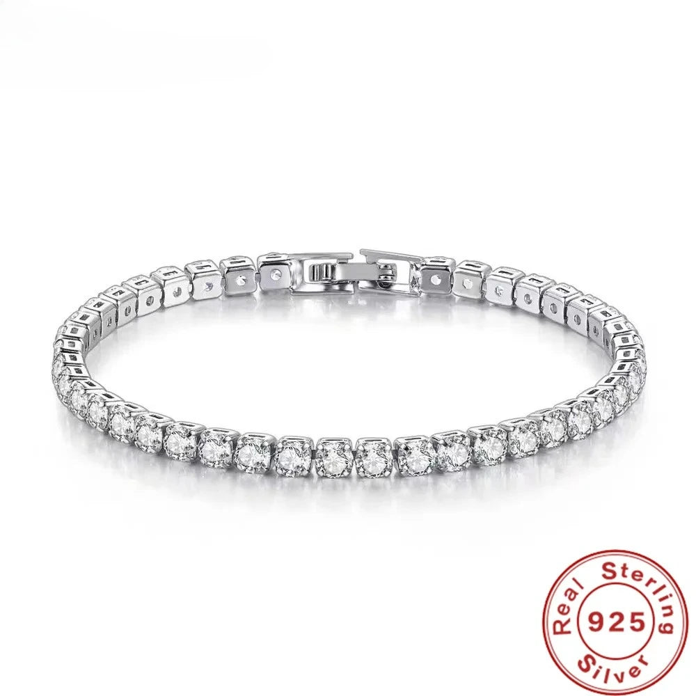 S925 Sterling Silver Zirconia Tennis Bracelet Women 4mm