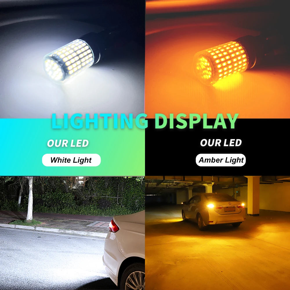 2pcs 1156 BA15S P21W BAU15S PY21W T20 7440 W21W 7443 T25 3157 1157 P21/5W W21/5W LED Bulbs 144smd Led Lamp Turn Signal Light
