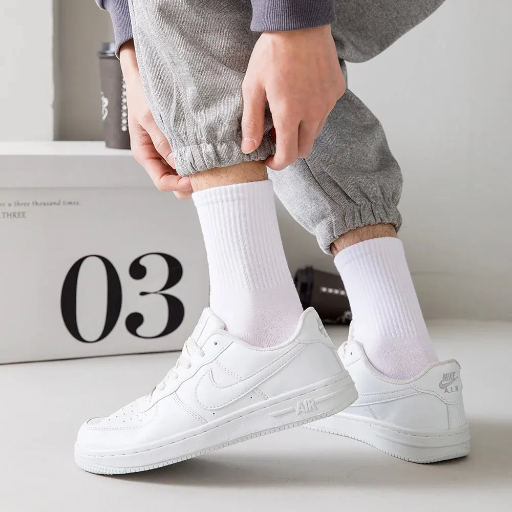 5 Pairs Unisex Cotton Mid-Calf Socks Soft Warm Stylish Versatile for Autumn Winter Sports