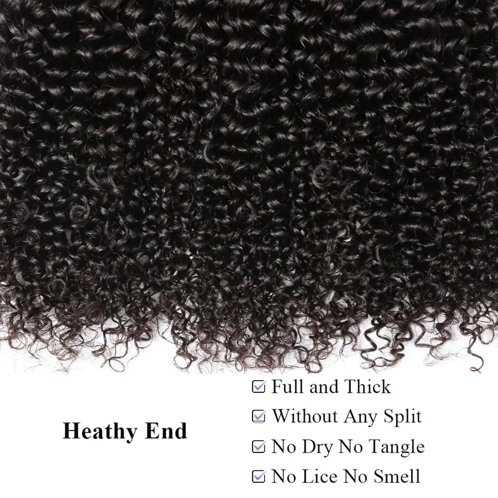 Natural Black Kinky Curly Human Hair Bundles 12-42 Inch Remy