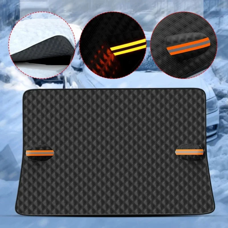 12 Magnetic Car Windshield Snow Cover, Waterproof All Weather Sun Frost Ice Protector with Side Mirror Flaps & Storage Bag