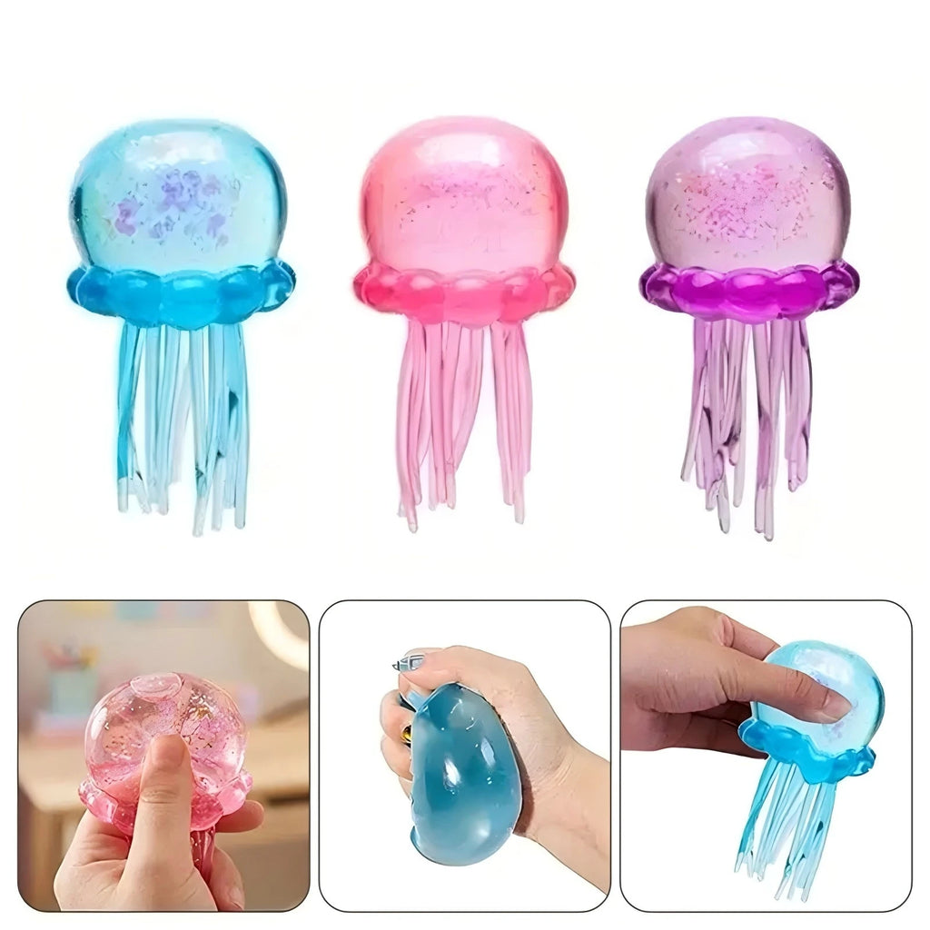 Trending Nee Doh Jellyfish & Cube Squish Toy, Soft Jelly Squeeze Stress Relief Fidg additional angle