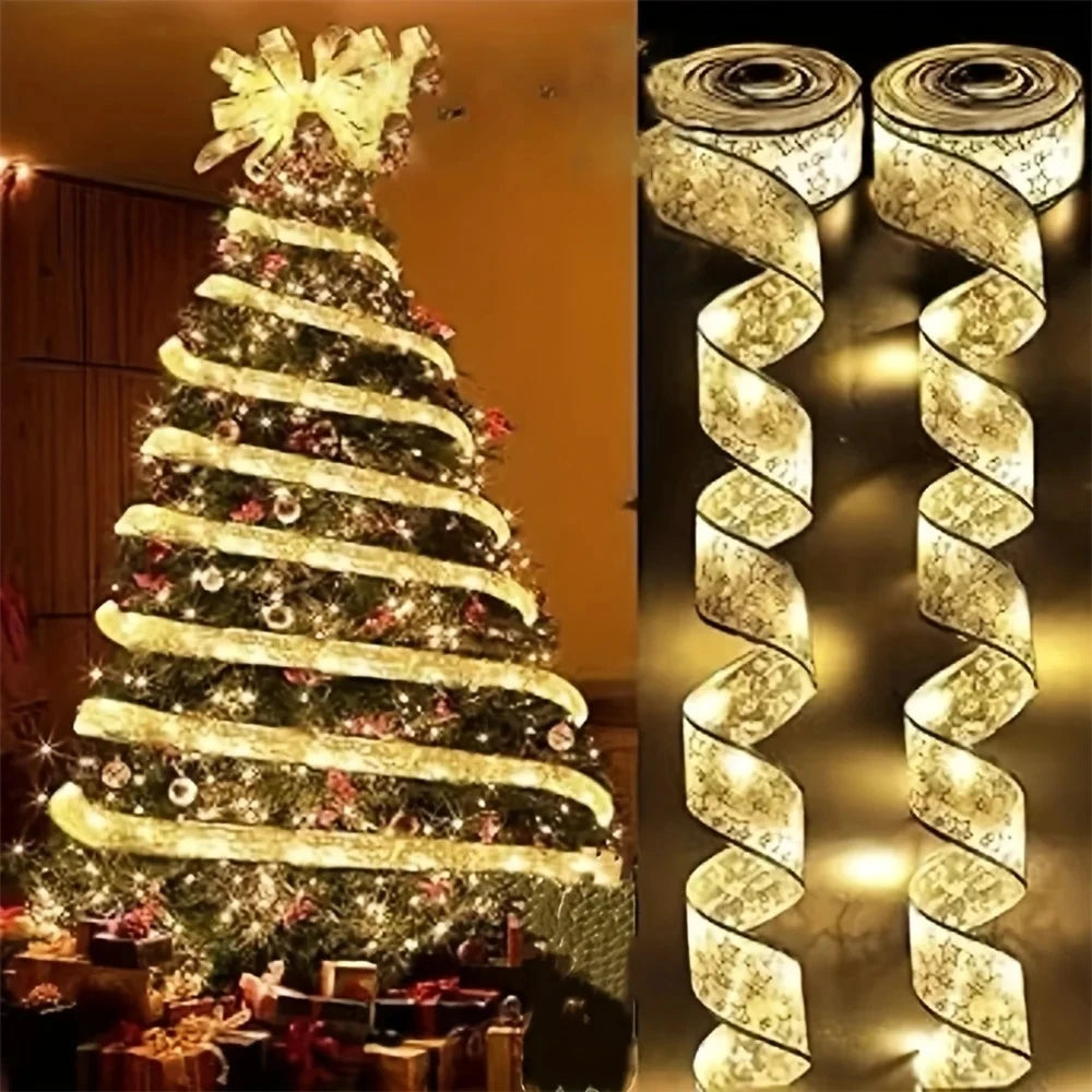 Battery Operated Christmas Ribbon String Lights