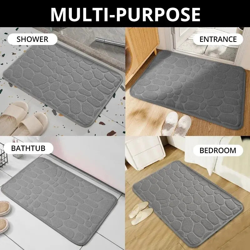 Embossed Microfiber Bathroom Living Room Anti Slip Floor Mat alternate view