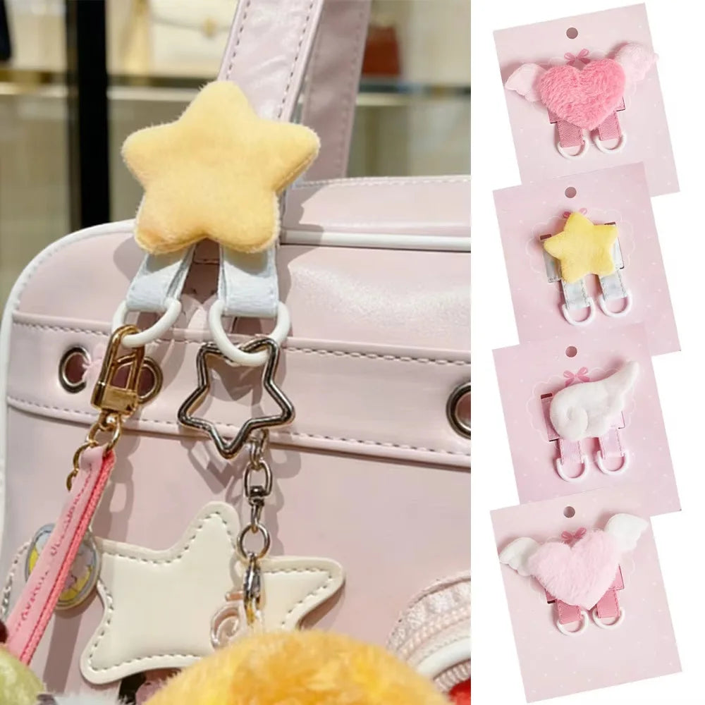 Creative Angel Wings Bag Pendant Cute Cartoon Heart Keychain Sweet Girl DIY Display Buckle Bag Accessories Girls Handmade Gifts