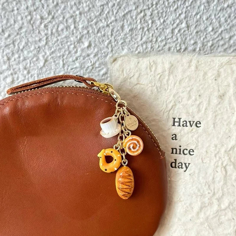 Creative Unique Doughnut Bread Coffee Phone Charm Strap Pendant Lanyard Simulated Food T detail view