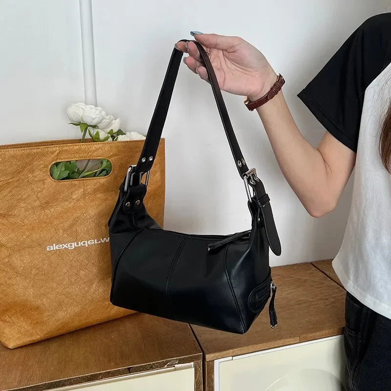 Y2K  Style Shoulder Bag Shoulder Purse For Girls Street Wear For Women Trendy Motorcycle Handbag Minimalist
