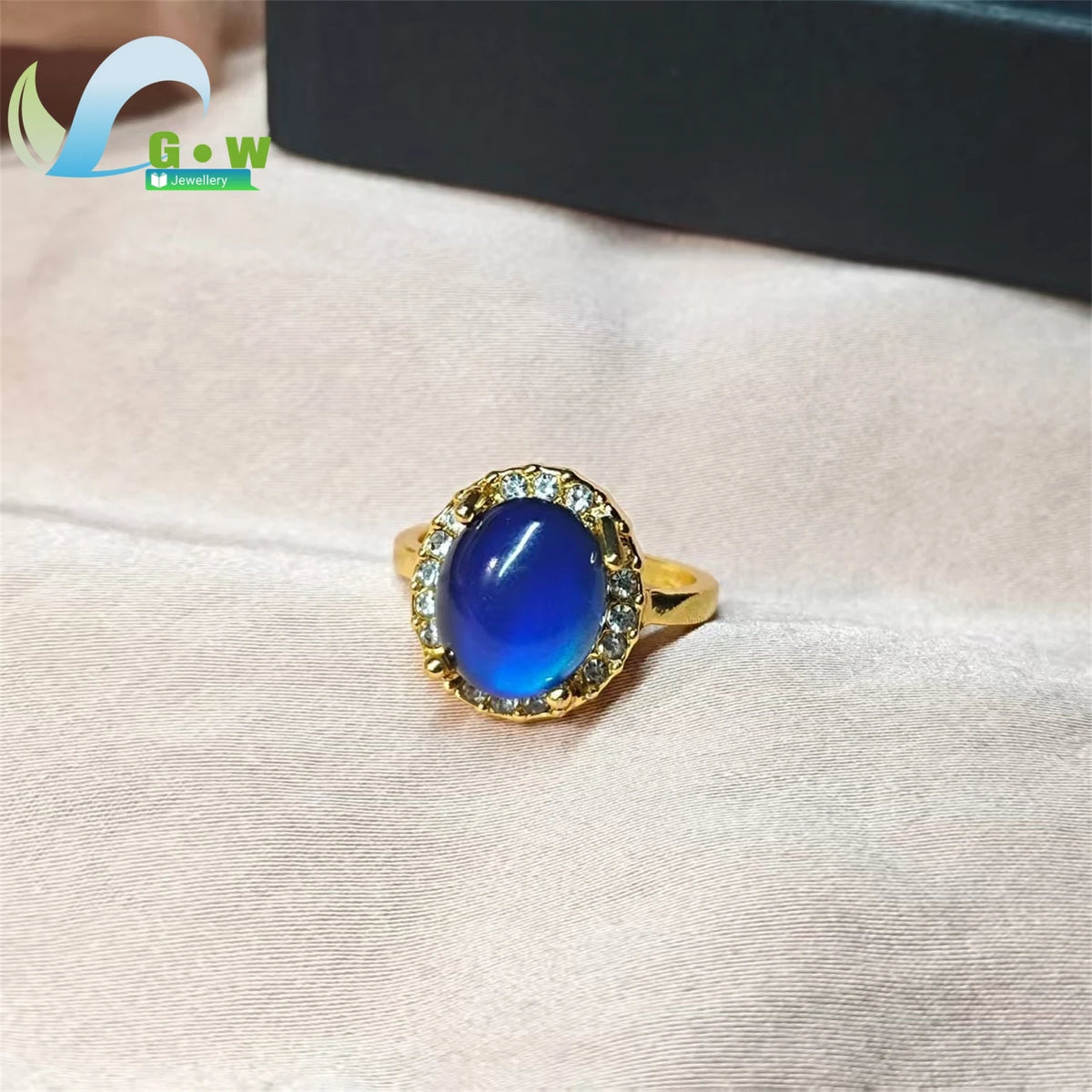 Simple Elegant Thermochromic Ring Open Gradient Color Shift Fashion Jewelry for Ladies Adjustable Size Delicate Stone Gift