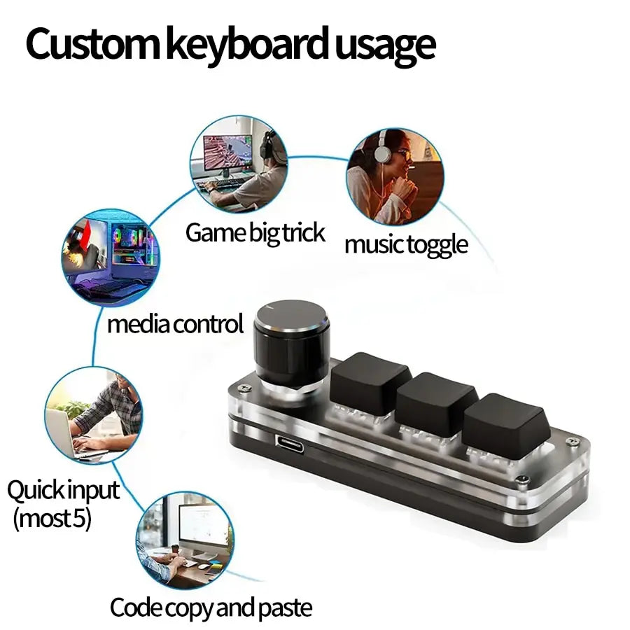 3 Key Mini Mechanical Macropad RGB Keyboard detail view