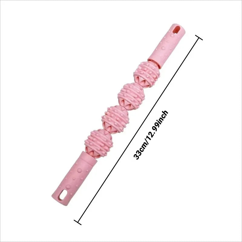 4 Ball Roller Muscles Massage Stick Relaxation Yoga Fitness Wolf Tooth Fascia For Calves Thighs Quadriceps Arms Forearms