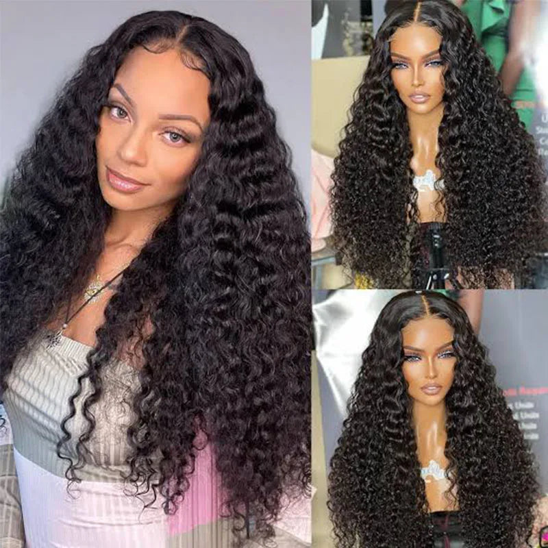 Deep Wave Lace Frontal Wig Human Hair Transparent Swiss Lace Remy