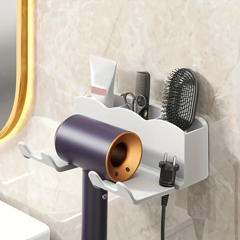 Wall Mounted Hair Dryer Bracket, Non-Perforated Bathroom Rack