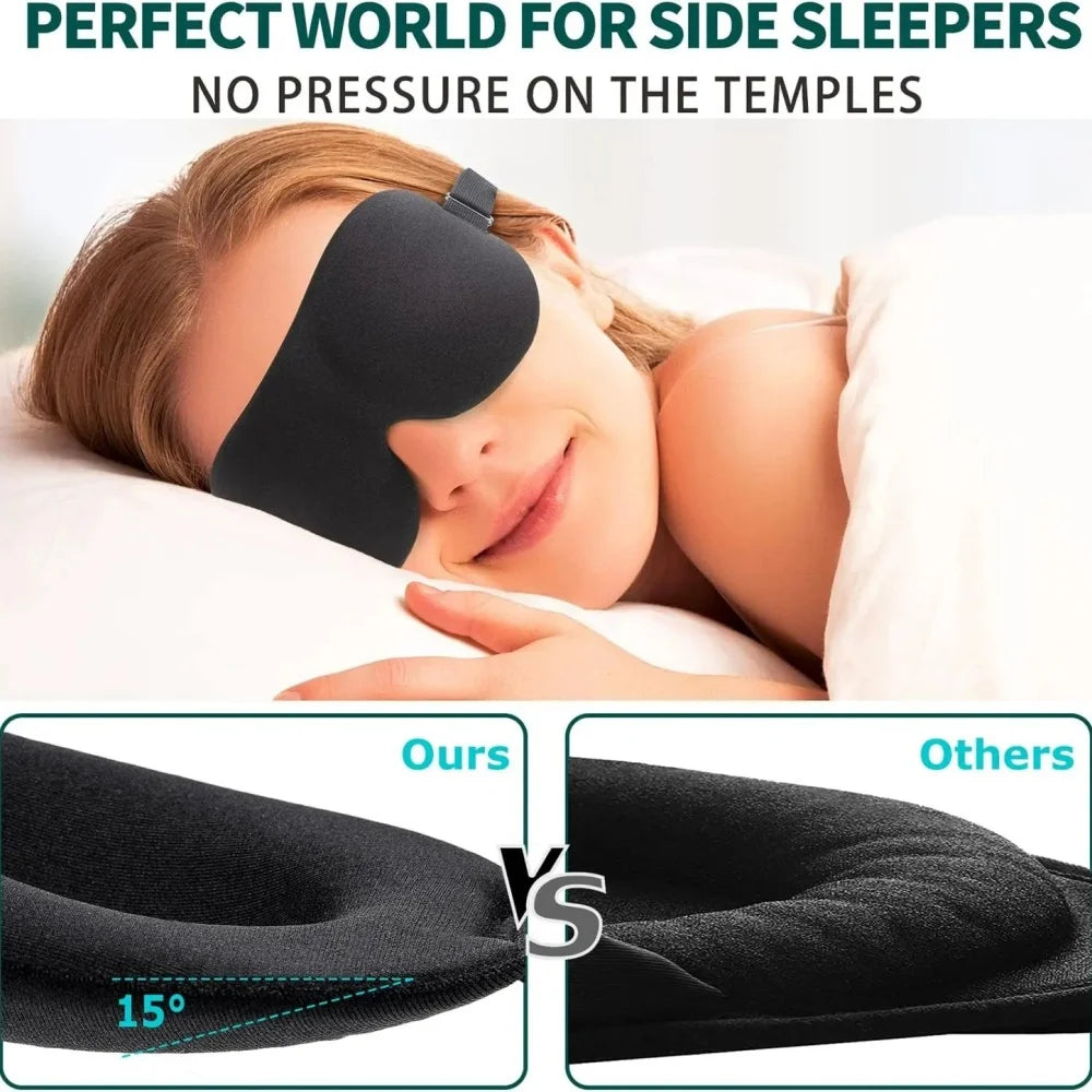 3D No-Pressure Eye Mask Adjustable Breathable Light Blocking Black Eye Mask for Men Women Travel Night Sleeping Aid Sleep Patch
