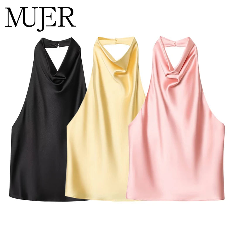 Women's Satin Backless Camisole Top