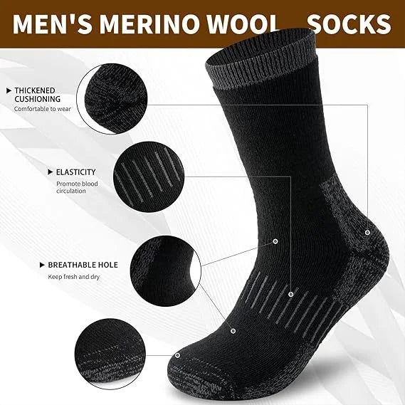 Merino Wool Thermal Socks, 3 Pairs, Knit