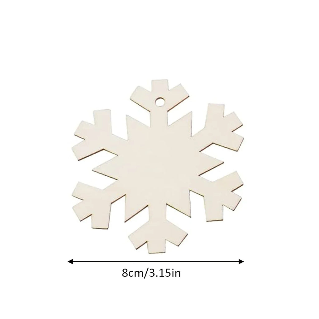 40pcs DIY Wooden Christmas Ornaments Blank Paintable Wood Chips with 10m Hemp Rope