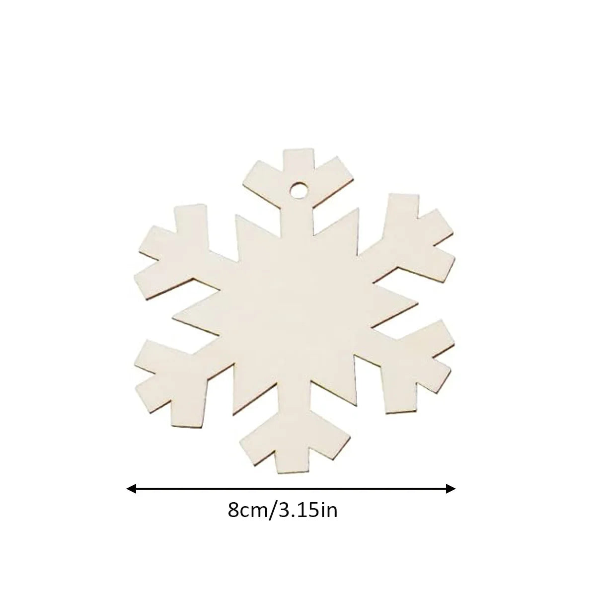 40pcs DIY Wooden Christmas Ornaments Blank Paintable Wood Chips with 10m Hemp Rope