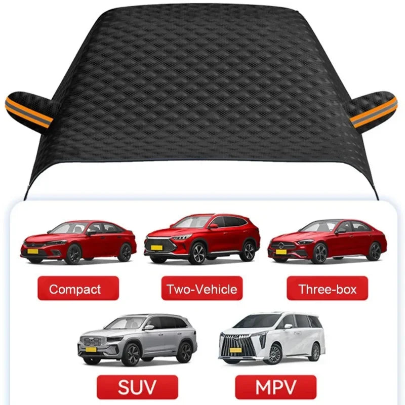12 Magnetic Car Windshield Snow Cover, Waterproof All Weather Sun Frost Ice Protector with Side Mirror Flaps & Storage Bag
