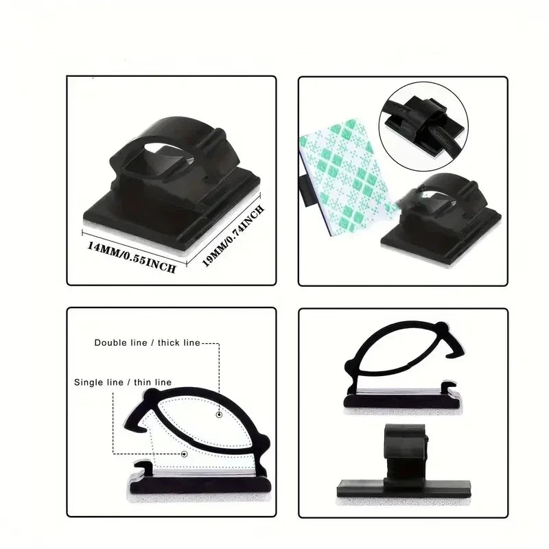 Cable Clips Wire Cable Holder Double-Sided Tape Adhesive Clamps | 100 pcs alternate view