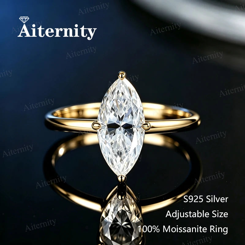 0.5-2CT Pear/Oval/Radiant Moissanite Rings For Women Real S925 Silver with GRA Certifi close-up view