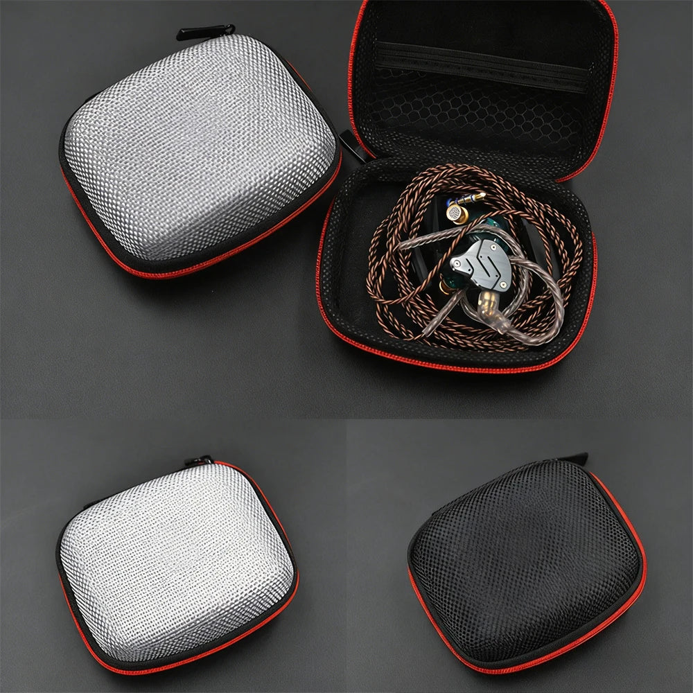 Earphone Storage Bag Square Headset Box Travelling Earphones Case with Zipper