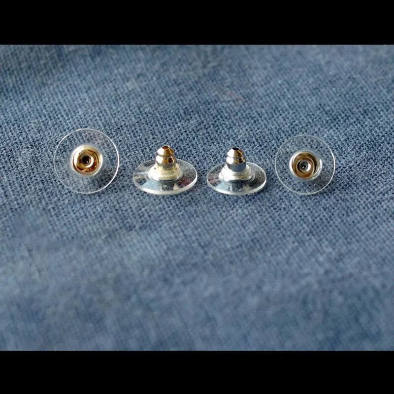 100Pcs Rubber Earring Backs Post Nuts Silicon Steel Earnuts Stud Earring Back for DIY alternate view