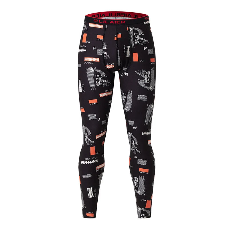 1/2/3 Pieces Of Autumn And Winter Men's Fashionable Printed Autumn Pants With Leggings Comfortable Plus Size Warm Underwear Set