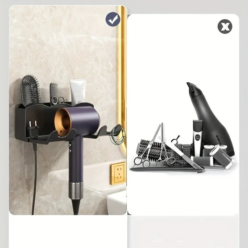 Wall Mounted Hair Dryer Bracket, Non-Perforated Bathroom Rack