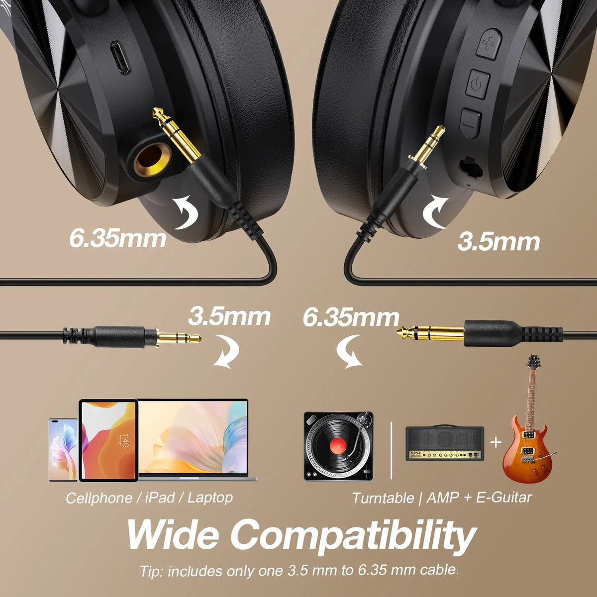 Oneodio Fusion A70 Bluetooth Headphones Hi-Res Audio Over Ear Wireless Headset 72H Pr lifestyle view