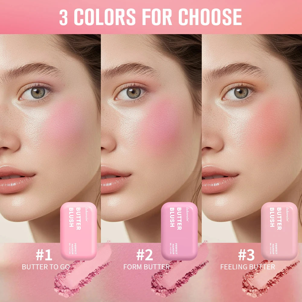 Makeup Powder Blush Waterproof And Sweat-proof High Pigment Long Lasting Pink Cream Bl close-up view