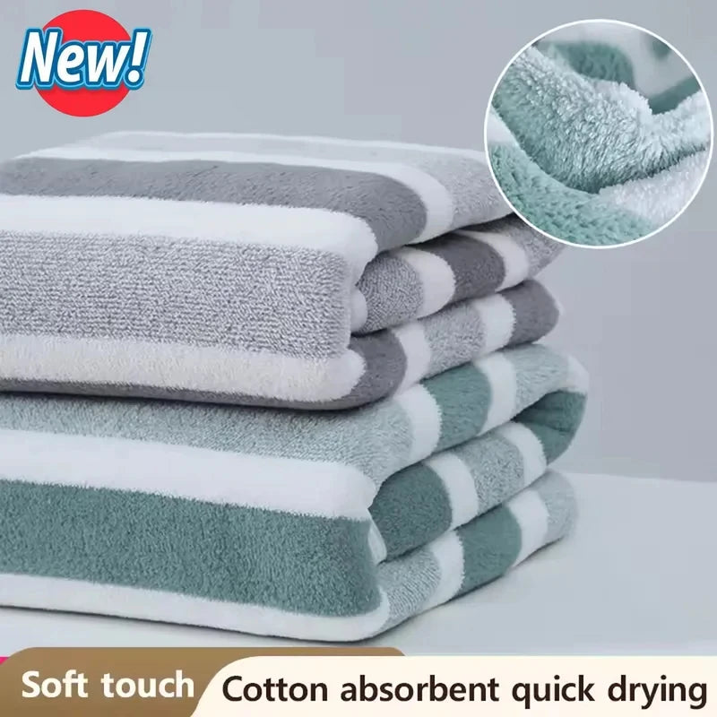 1 Pc Striped Face Towel Thickened Absorbent Soft Face Towel For Home Thick And Durable For Daily Household Use New