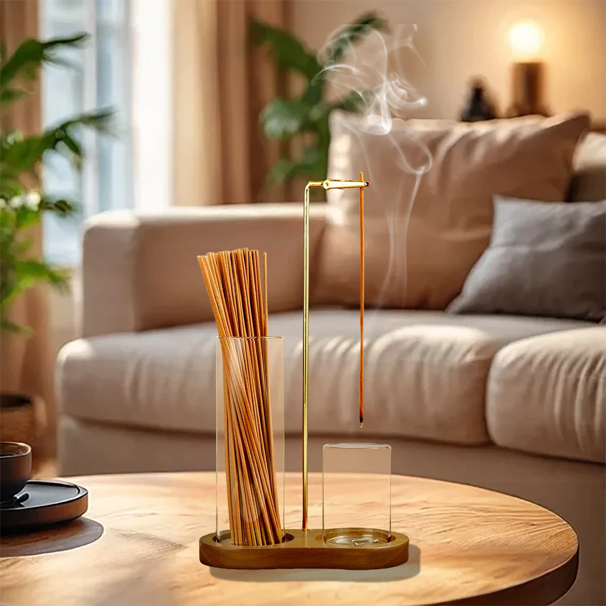 2 in 1 Incense Holder with Glass Ash Catcher for Meditation Yoga Spa