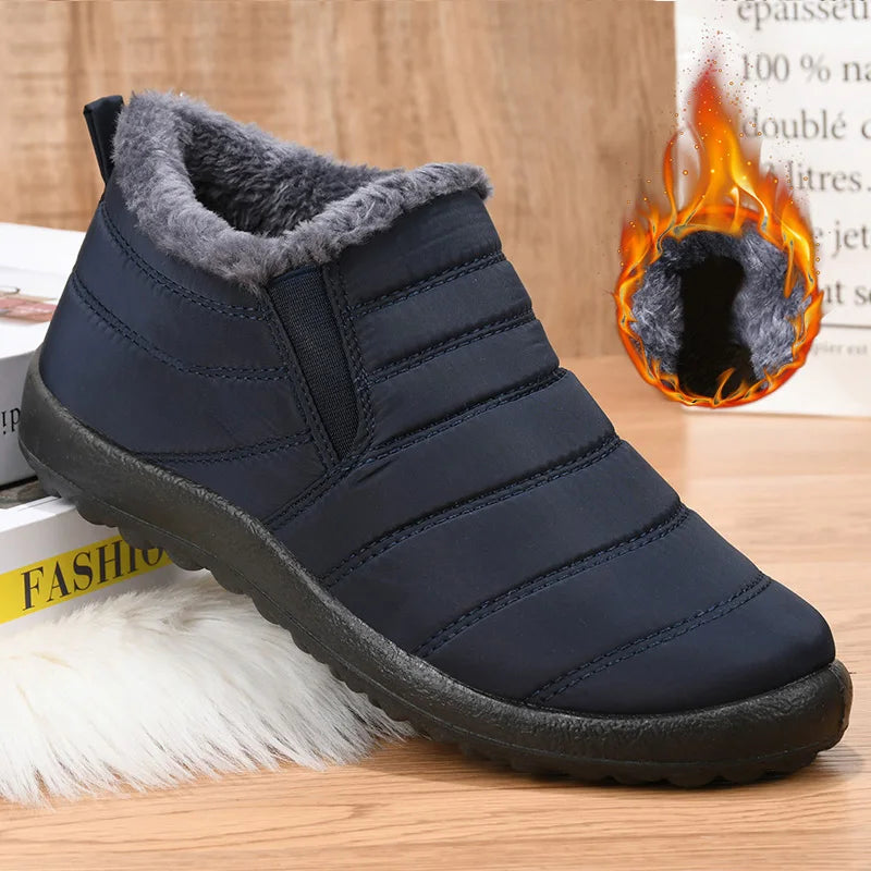 Men's Winter Snow Boots Waterproof Fur Ankle Hiking Boots