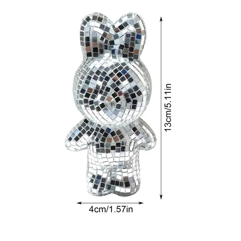 Silver Bunny Glass Disco Ball Figurine Photo Prop